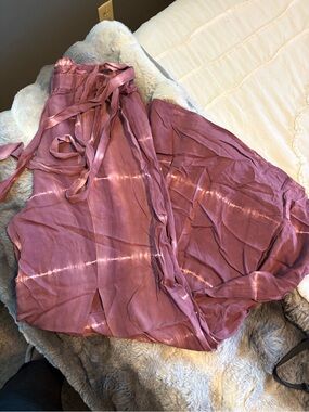 Hem and thread Mauve Satin Tie-Waist pant
